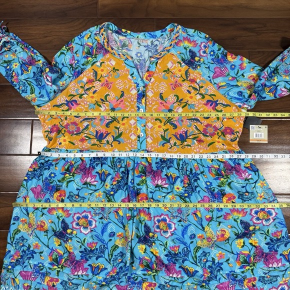 John Mark Women's Plus Size 3X Floral Print Embroidered Dress - Picture 5 of 10